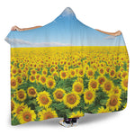 Sunflower Field Print Hooded Blanket
