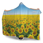 Sunflower Field Print Hooded Blanket