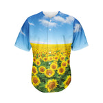 Sunflower Field Print Men's Baseball Jersey