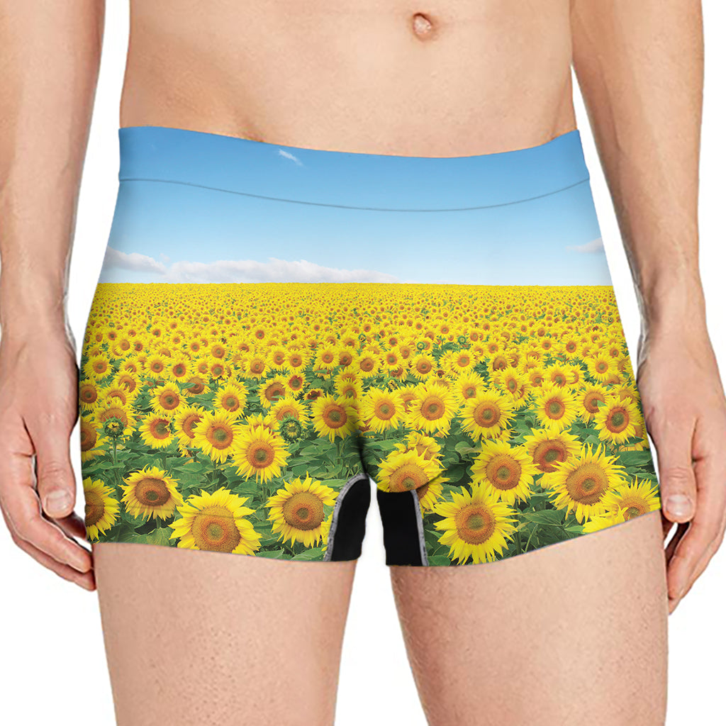 Sunflower Field Print Men's Boxer Briefs