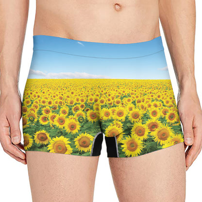 Sunflower Field Print Men's Boxer Briefs