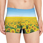 Sunflower Field Print Men's Boxer Briefs