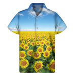 Sunflower Field Print Men's Short Sleeve Shirt