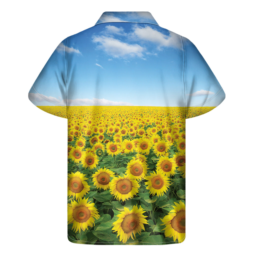 Sunflower Field Print Men's Short Sleeve Shirt