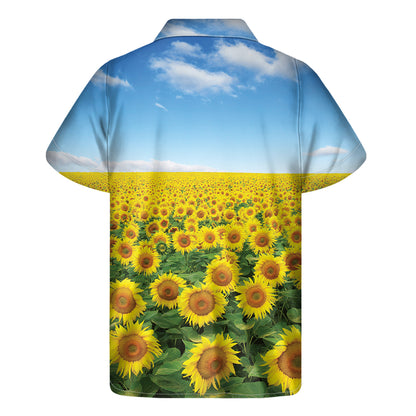 Sunflower Field Print Men's Short Sleeve Shirt