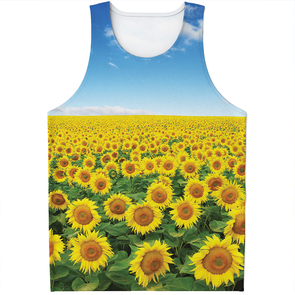 Sunflower Field Print Men's Tank Top