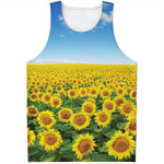 Sunflower Field Print Men's Tank Top
