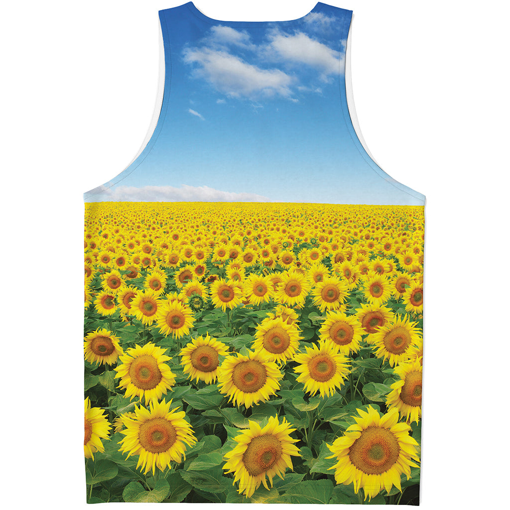 Sunflower Field Print Men's Tank Top