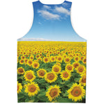 Sunflower Field Print Men's Tank Top