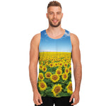 Sunflower Field Print Men's Tank Top