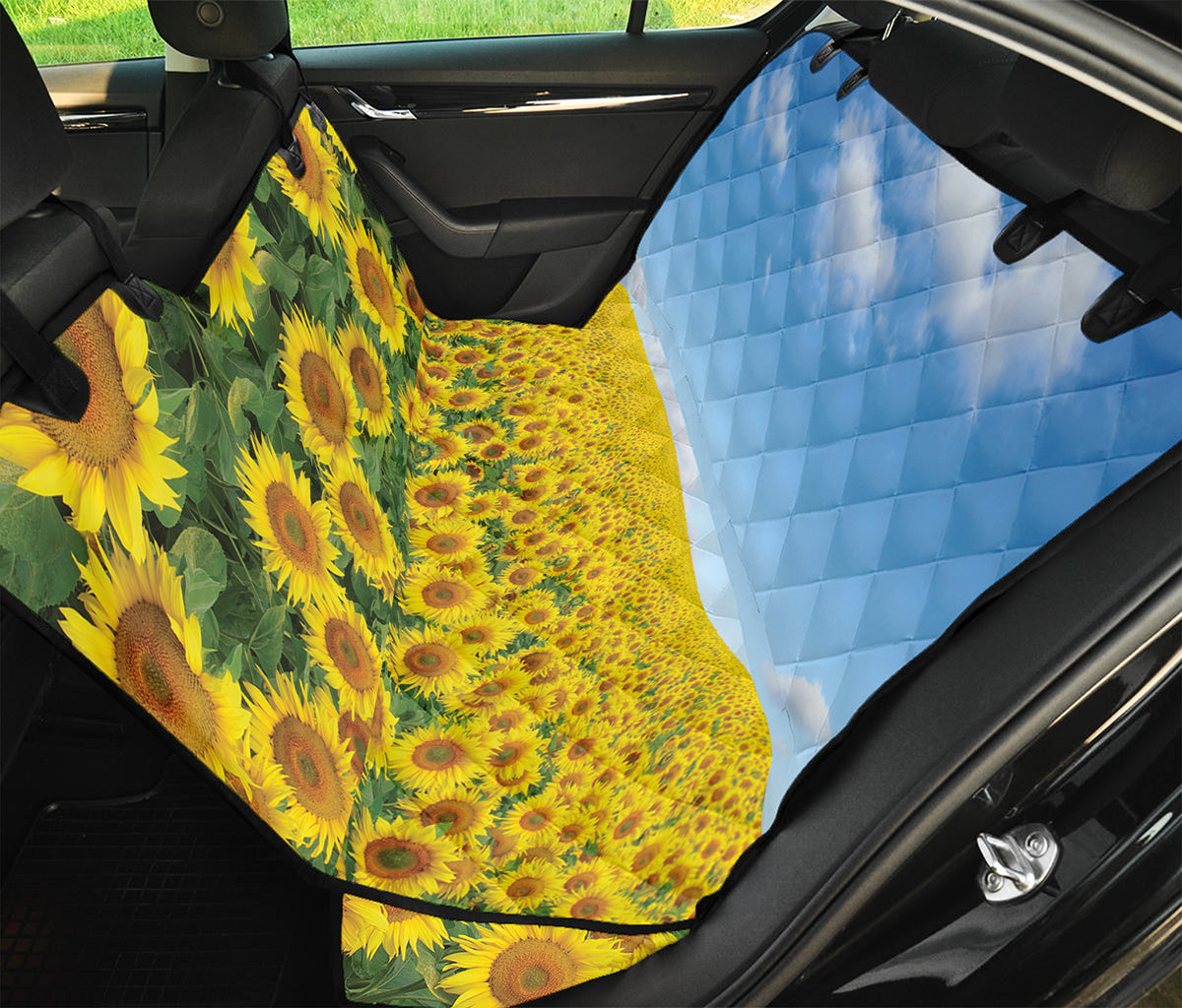 Sunflower Field Print Pet Car Back Seat Cover