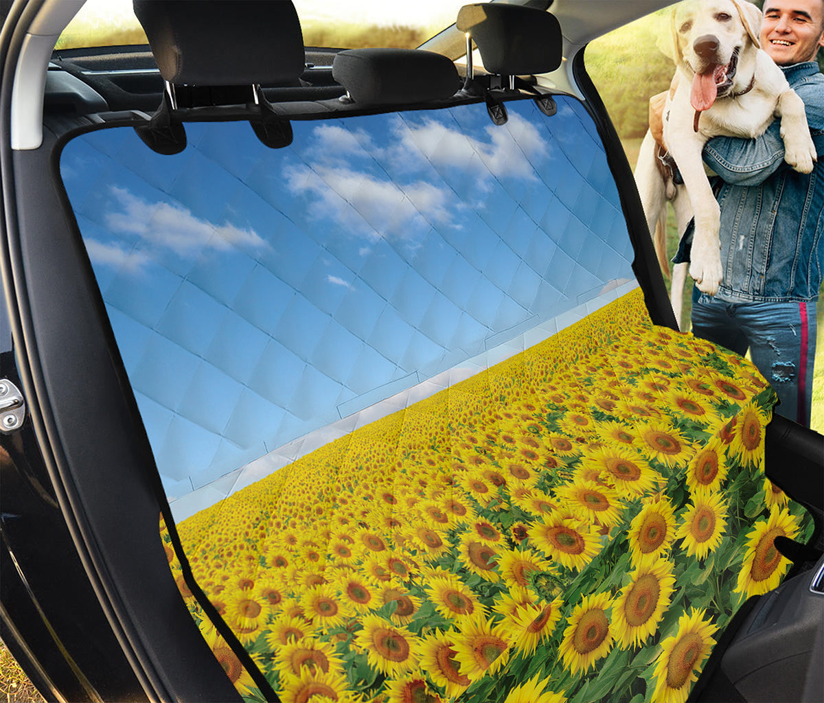 Sunflower Field Print Pet Car Back Seat Cover