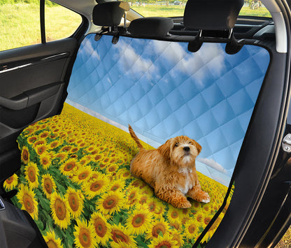 Sunflower Field Print Pet Car Back Seat Cover