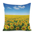 Sunflower Field Print Pillow Cover