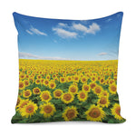 Sunflower Field Print Pillow Cover