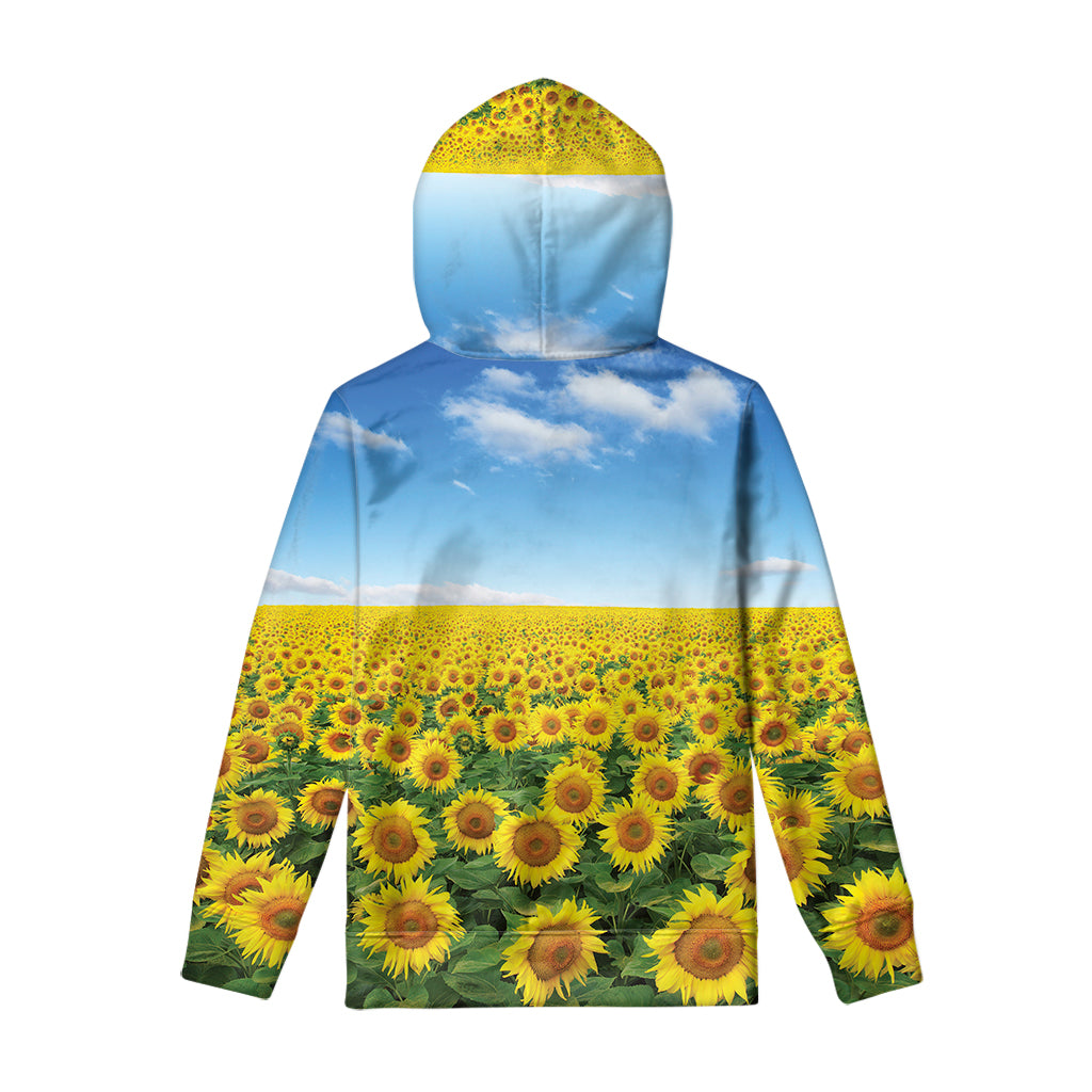 Sunflower Field Print Pullover Hoodie