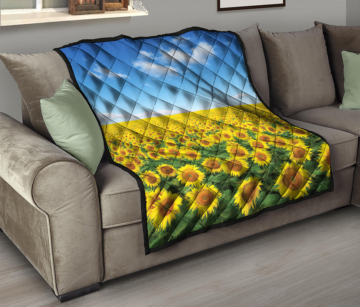 Sunflower Field Print Quilt