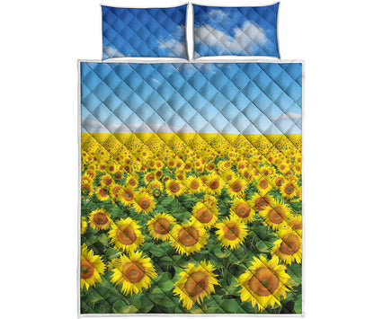 Sunflower Field Print Quilt Bed Set