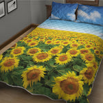 Sunflower Field Print Quilt Bed Set