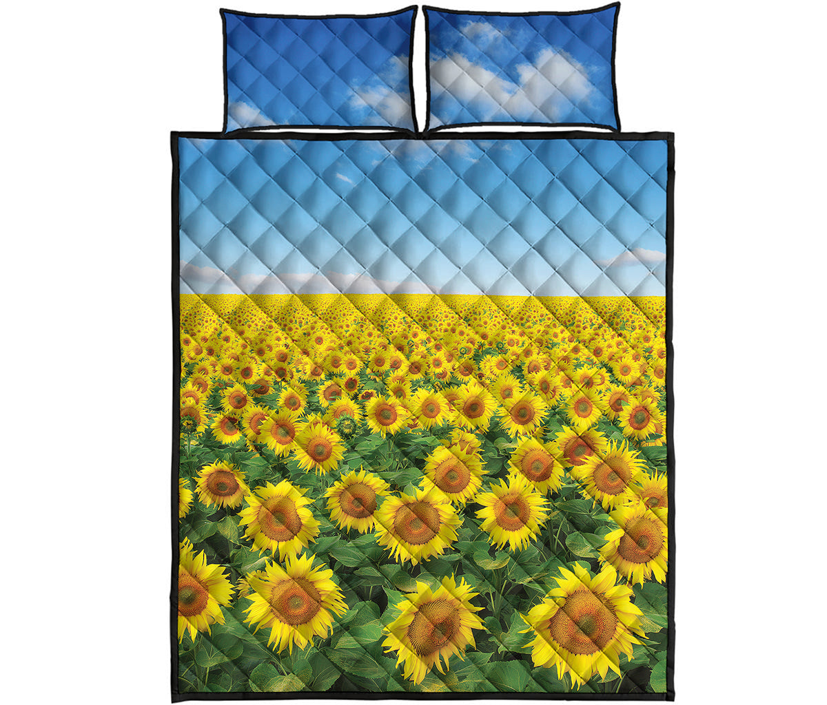 Sunflower Field Print Quilt Bed Set