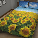 Sunflower Field Print Quilt Bed Set