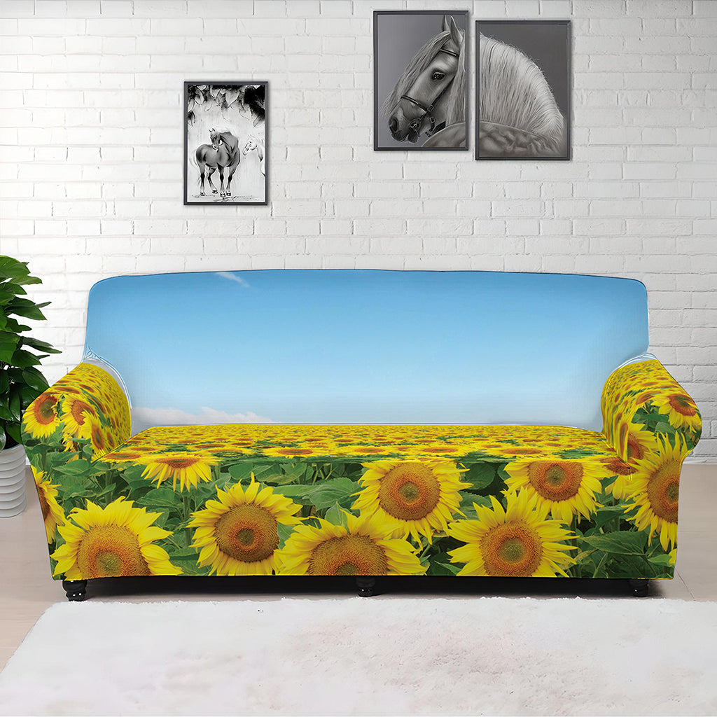 Sunflower Field Print Sofa Cover