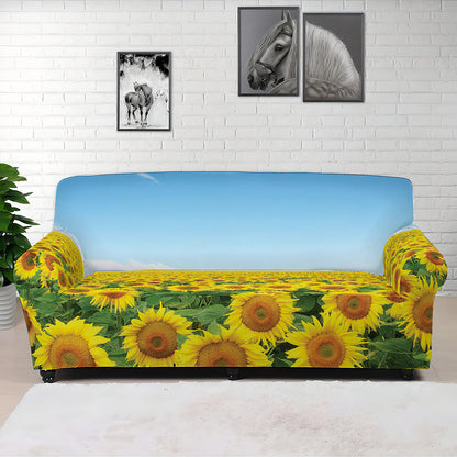 Sunflower Field Print Sofa Cover