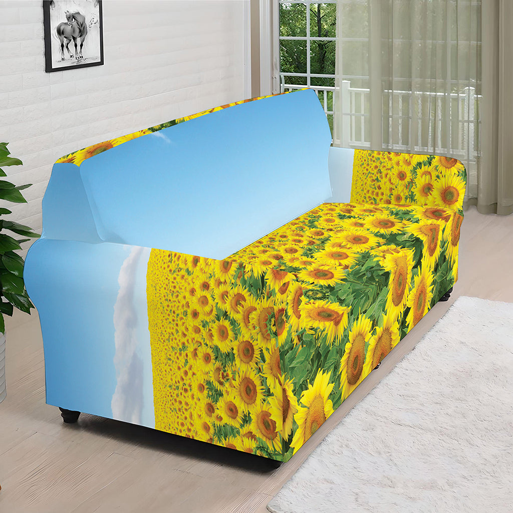 Sunflower Field Print Sofa Cover