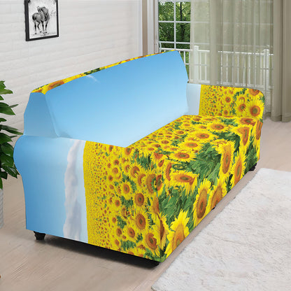 Sunflower Field Print Sofa Cover