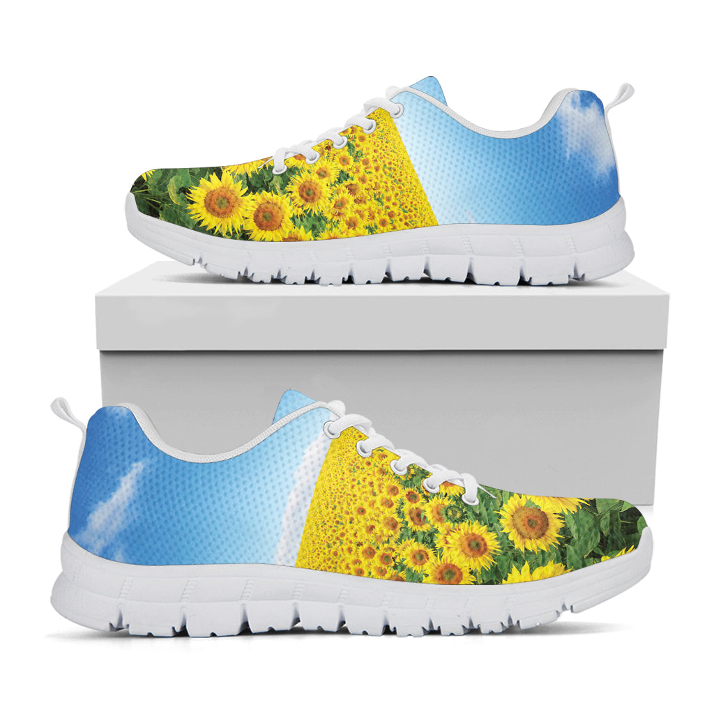 Sunflower Field Print White Sneakers