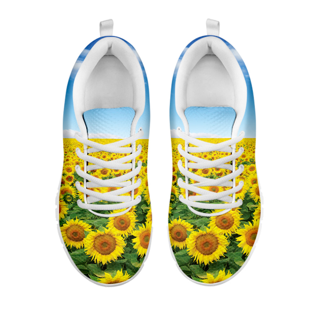 Sunflower Field Print White Sneakers