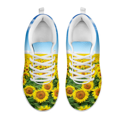 Sunflower Field Print White Sneakers