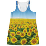 Sunflower Field Print Women's Racerback Tank Top