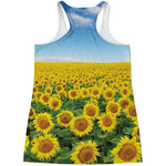 Sunflower Field Print Women's Racerback Tank Top