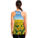 Sunflower Field Print Women's Racerback Tank Top