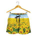 Sunflower Field Print Women's Shorts