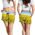 Sunflower Field Print Women's Shorts