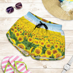 Sunflower Field Print Women's Shorts