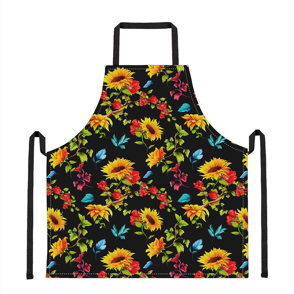 Sunflower Floral Pattern Print Apron