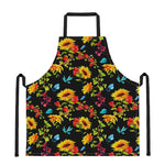 Sunflower Floral Pattern Print Apron