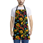 Sunflower Floral Pattern Print Apron