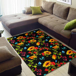 Sunflower Floral Pattern Print Area Rug GearFrost