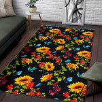 Sunflower Floral Pattern Print Area Rug GearFrost