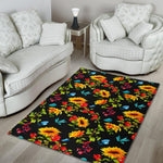 Sunflower Floral Pattern Print Area Rug GearFrost