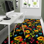 Sunflower Floral Pattern Print Area Rug GearFrost