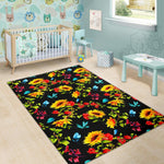 Sunflower Floral Pattern Print Area Rug GearFrost