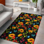 Sunflower Floral Pattern Print Area Rug GearFrost
