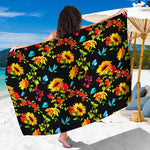 Sunflower Floral Pattern Print Beach Sarong Wrap