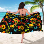 Sunflower Floral Pattern Print Beach Sarong Wrap