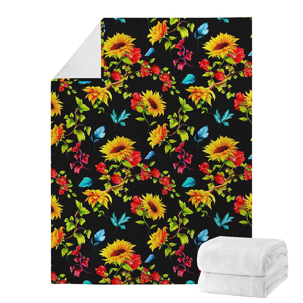 Sunflower Floral Pattern Print Blanket